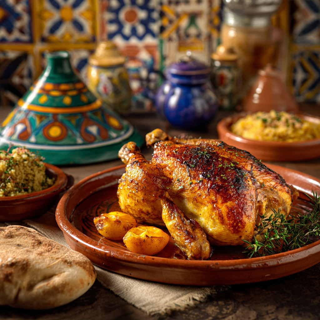 Visuel premium de tajine de poulet marocain pour restaurant