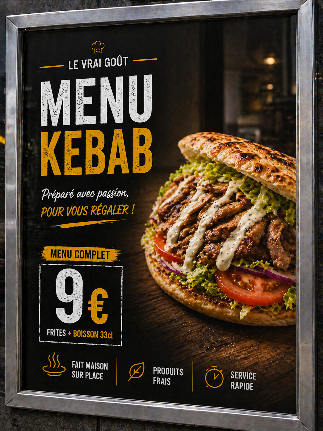Affiche menu kebab premium