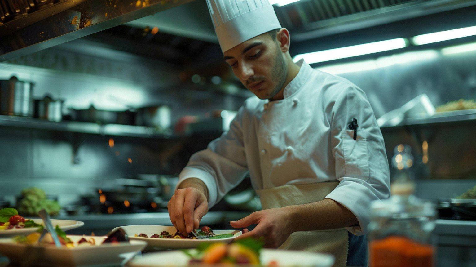 Visuel chef en cuisine pour restaurant