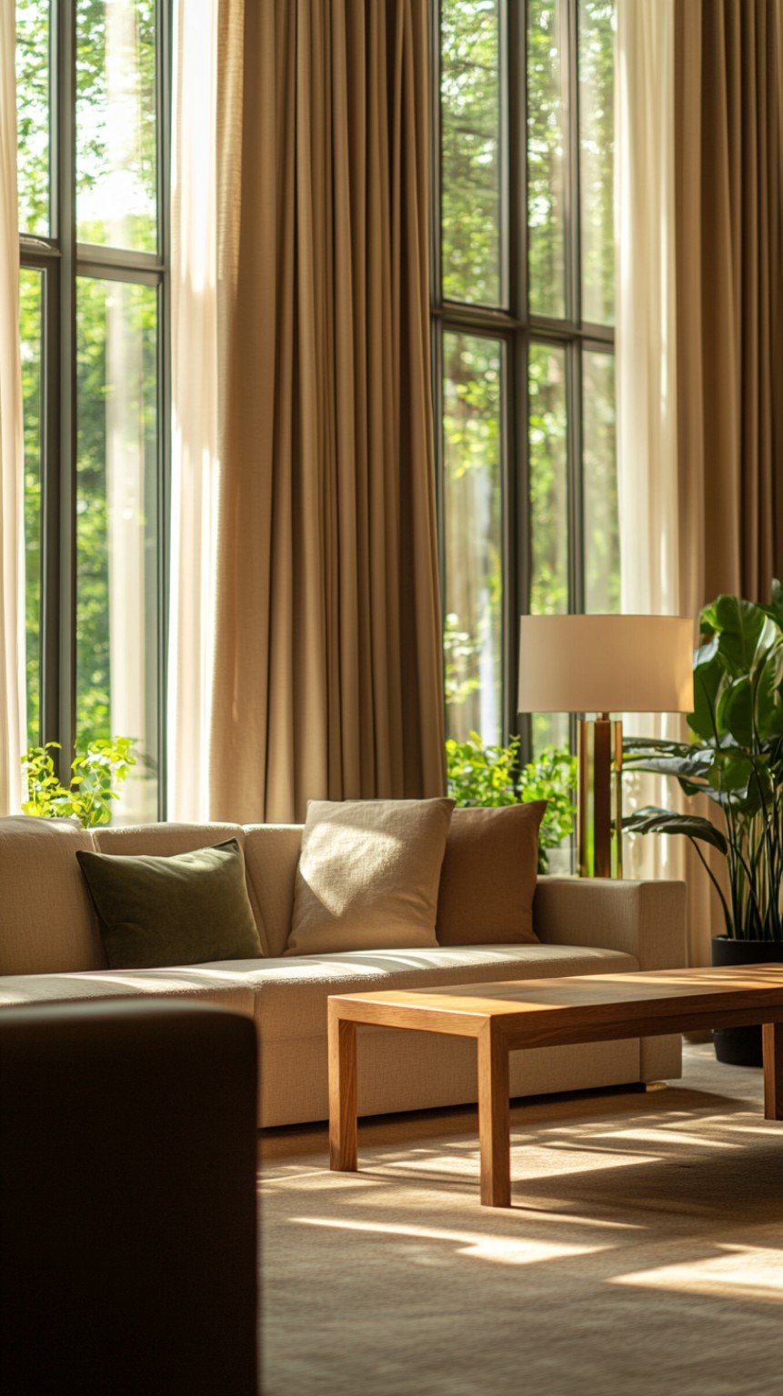 Salon d’hôtel boutique baigné de lumière naturelle